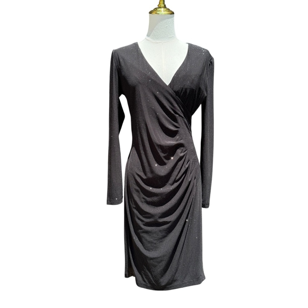 CALVIN KLEIN | Black Sparkly Long Sleeve Dress Size 4